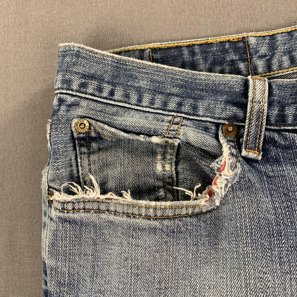 Lucky Brand Dungarees Jeans Mens 38x29 Blue Straight Leg Button Fly USA Made - Picture 5 of 16